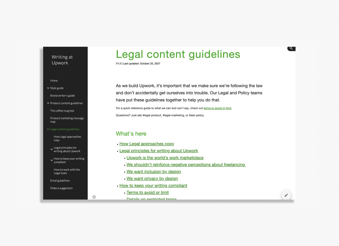 Legal content guidelines preview